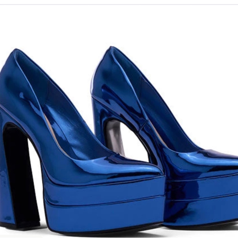 COPY - Marlania Platform Pump - Metallic Blue Speccio - Picture 2 of 6